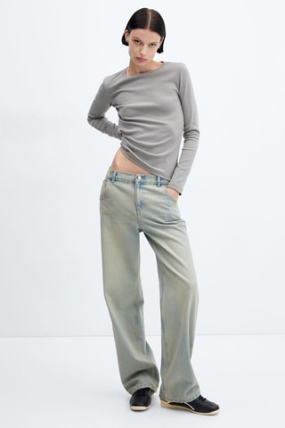 T-shirt coton manches longues - Gris