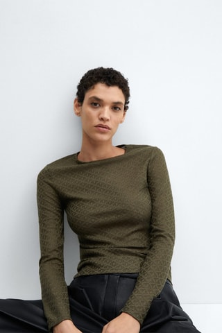 T-shirt maille texturée - Kaki
