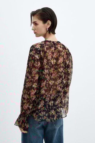 Blouse fleurie semi-transparente - Noir