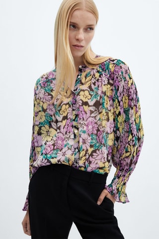 Blouse texturée fleurie - Lilas