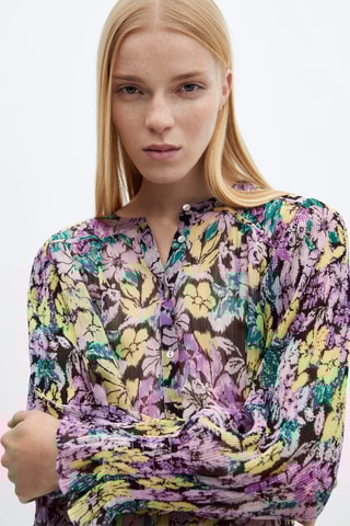 Blouse texturée fleurie - Lilas