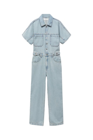 Combinaison jean boutons multipositions - Bleu claro