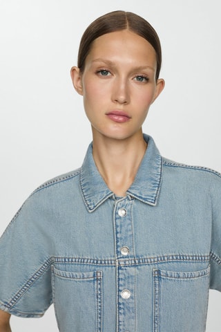 Combinaison jean boutons multipositions - Bleu claro