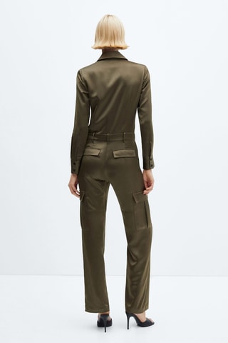 Combinaison cargo satinée - Kaki