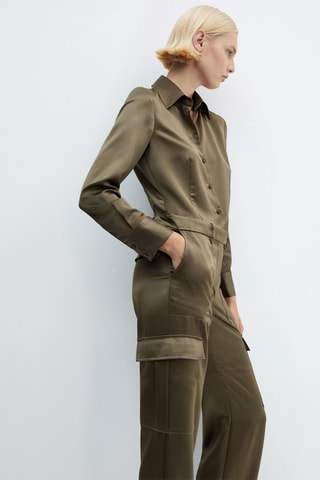Combinaison cargo satinée - Kaki