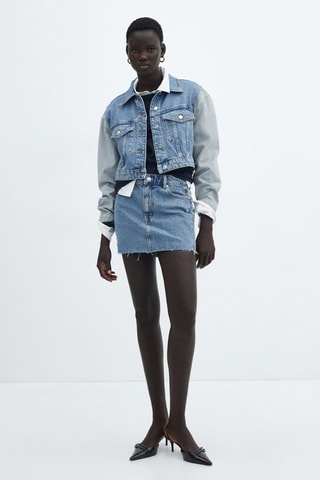 Minijupe en jean bicolore - Bleu