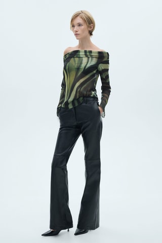 Blouse imprimée semi-transparente - Noir