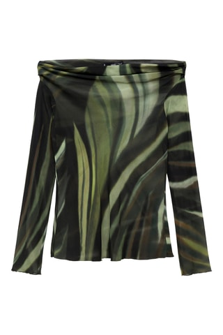 Blouse imprimée semi-transparente - Noir