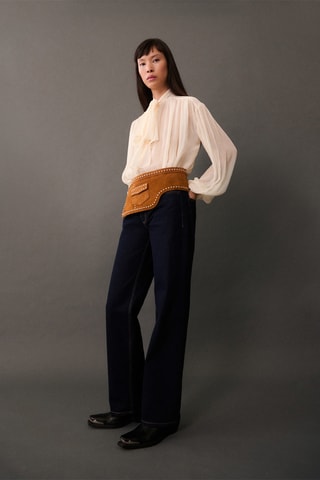 Blouse lavallière manches bouffantes - Écru