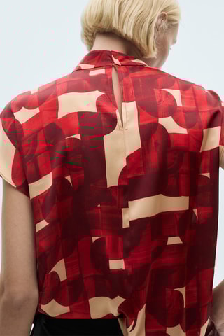 Blouse imprimée manches courtes - Rouge