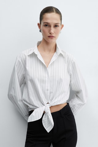 Chemise rayures nœud - Blanc