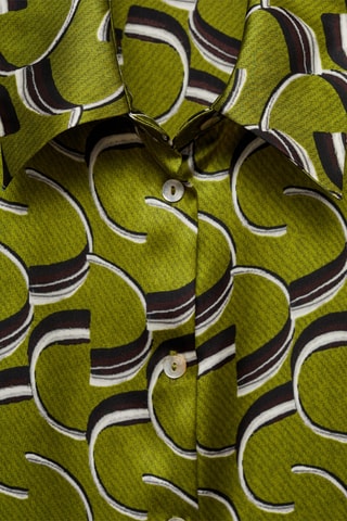 Chemise satinée imprimée - Vert et noir