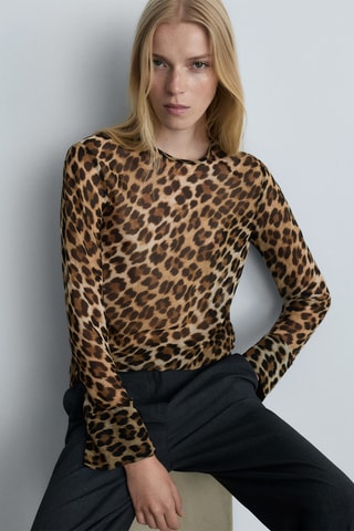 Blouse en imprimé léopard - Marron