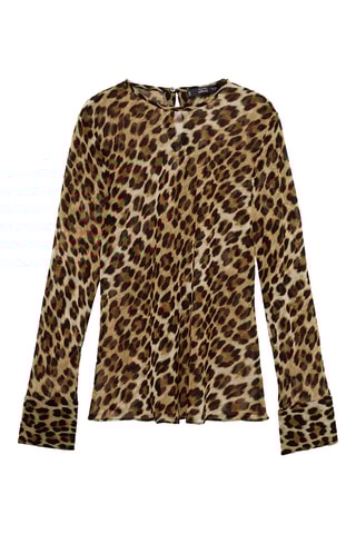 Blouse en imprimé léopard - Marron
