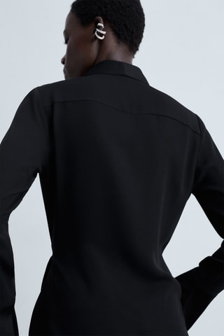 Blouse satinée nœud - Noir