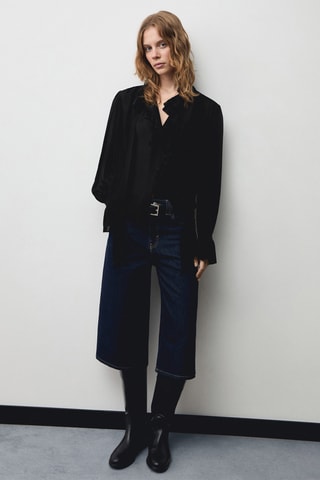 Blouse col montant volant - Noir
