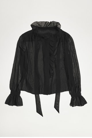 Blouse col montant volant - Noir