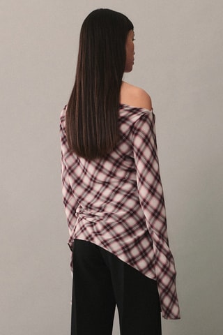 Blouse carreaux asymétrique - Bordeaux