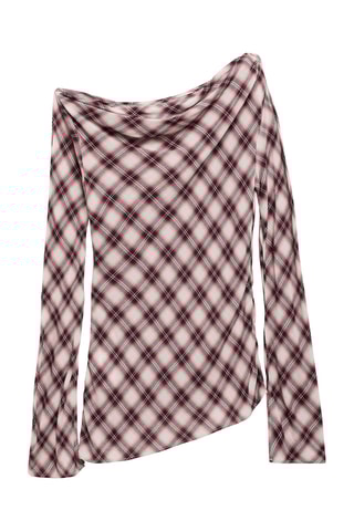 Blouse carreaux asymétrique - Bordeaux