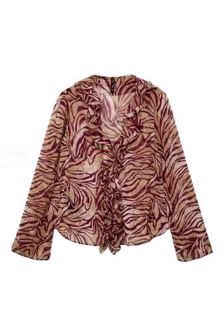 Blouse imprimée à volants - Rouge