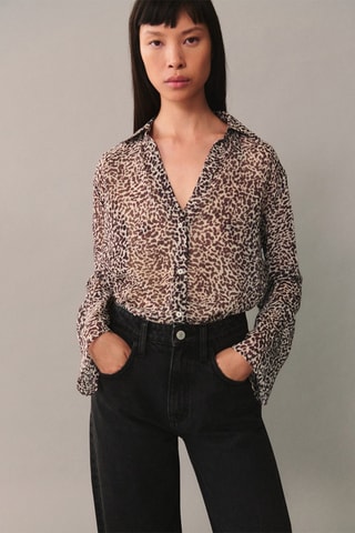 Chemise fluide léopard - Marron