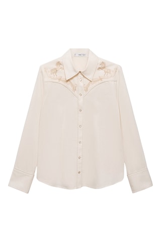 Chemise ajustée broderies décoratives - Crème