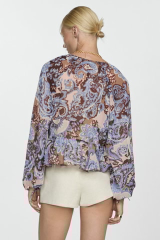 Blouse paisley volants - Bleu