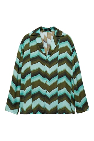 Chemise imprimée fluide - Vert et bleu