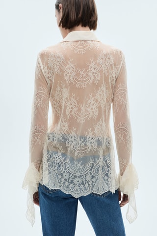 Chemise guipure volants - Écru