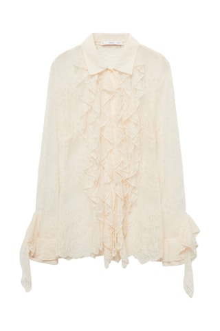 Chemise guipure volants - Écru