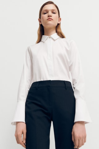 Chemise coton manches cloche - Blanc