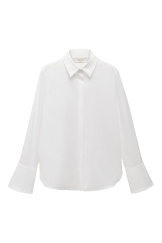 Chemise coton manches cloche - Blanc