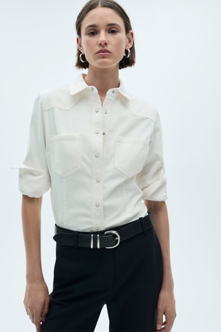 Chemise velours milleraies poches - Blanc