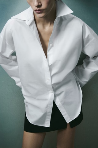 Chemisier oversize 100% coton - Blanc