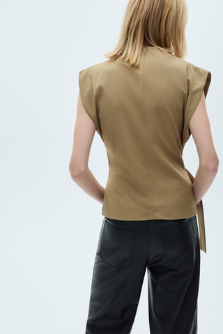 Blouse épaulettes ceinture - Kaki