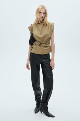 Blouse épaulettes ceinture - Kaki