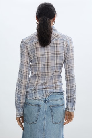 Chemise à carreaux en coton - Bleu et blanc