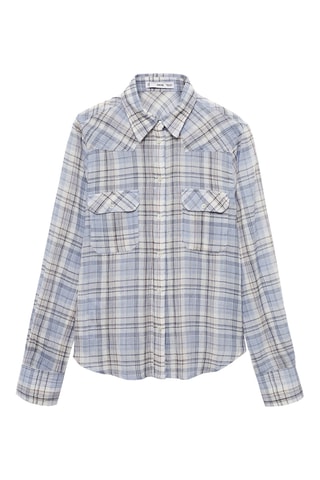 Chemise à carreaux en coton - Bleu et blanc