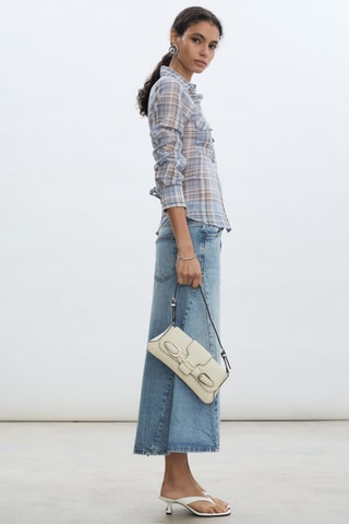 Chemise à carreaux en coton - Bleu et blanc