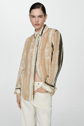 Chemise imprimée 100% ramie - Crème