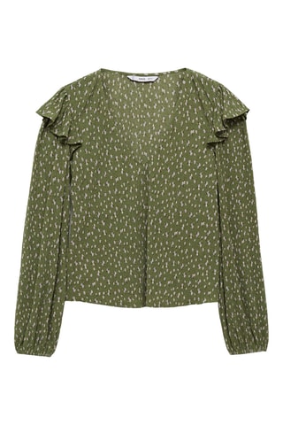 Blouse imprimée à volants - Vert