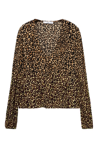 Blouse en imprimé animal - Marron