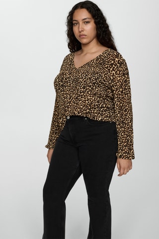 Blouse en imprimé animal - Marron