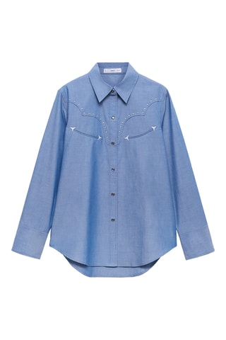 Chemise coton détail studs - Bleu