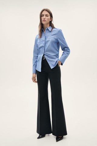 Chemise coton détail studs - Bleu