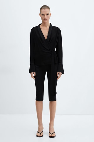 Blouse croisée nœud - Noir