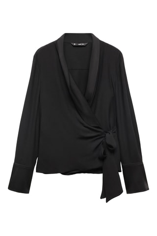 Blouse croisée nœud - Noir