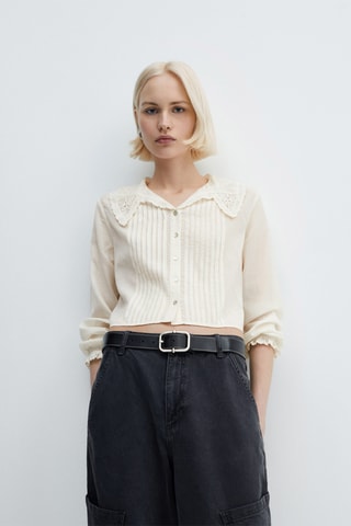 Chemise col ajouré - Blanc