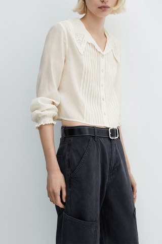 Chemise col ajouré - Blanc