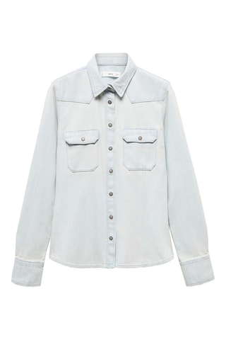 Chemise jean poches - Bleu